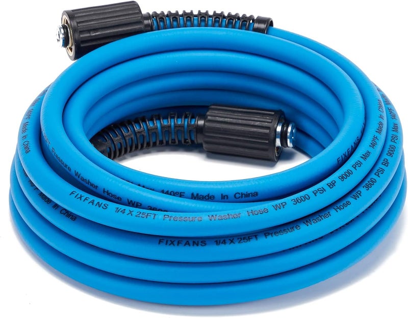 FIXFANS Pressure Washer Hose – 1/4" X 25 FT High Power Washer Extension Hose – Kink & Wear Resistant High Pressure Hose for Replacement – Compatible with M22 Fittings – 3600PSI - Image 1